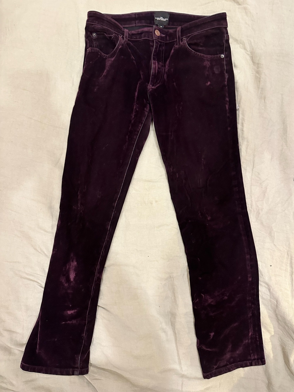 Marc Jacobs Velvet Skinny Pants in Plumburgundy